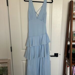 Elegant Light Blue Sleeveless Dress